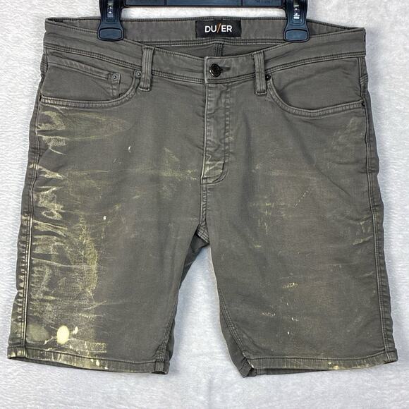 DU/ER N2X Slim Fit Shorts Size 36 Gray Thrashed Distressed Bike Messenger Punk - Picture 1 of 12